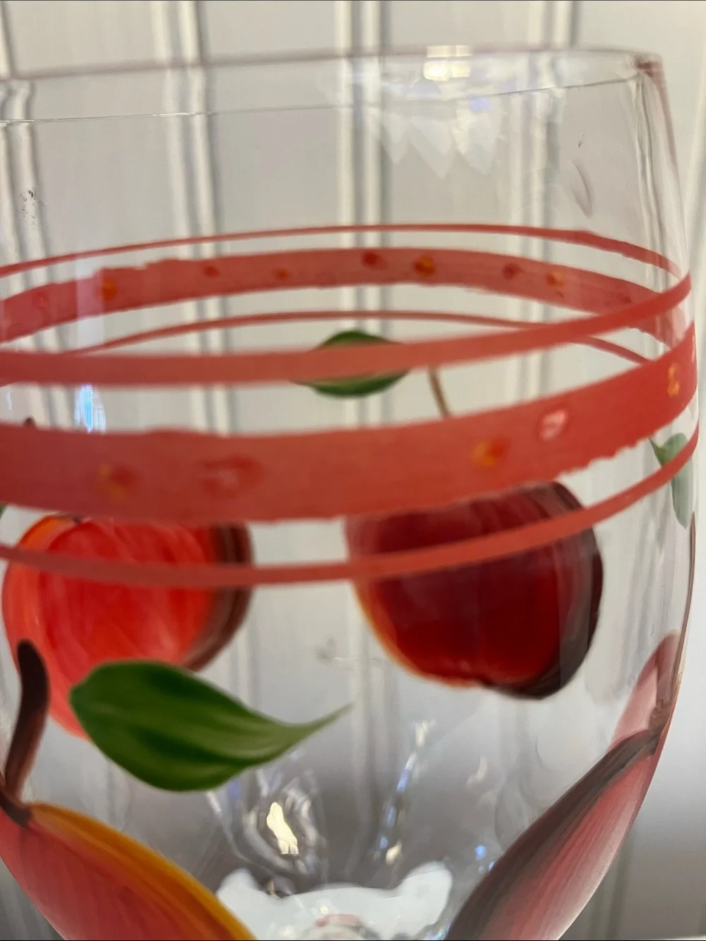 Hand-Painted Red Apple Wine Glasses - Set of 3